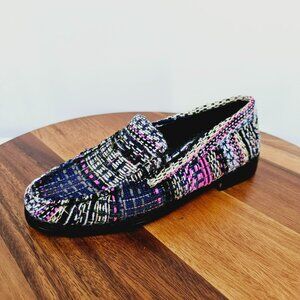 GH Bass Weejuns Whitney Textile 6 Penny Loafers Colorful Tweed Flat Preppy Retro